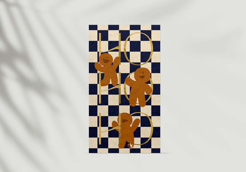 CHEERFUL NAVY HO HO Note Card