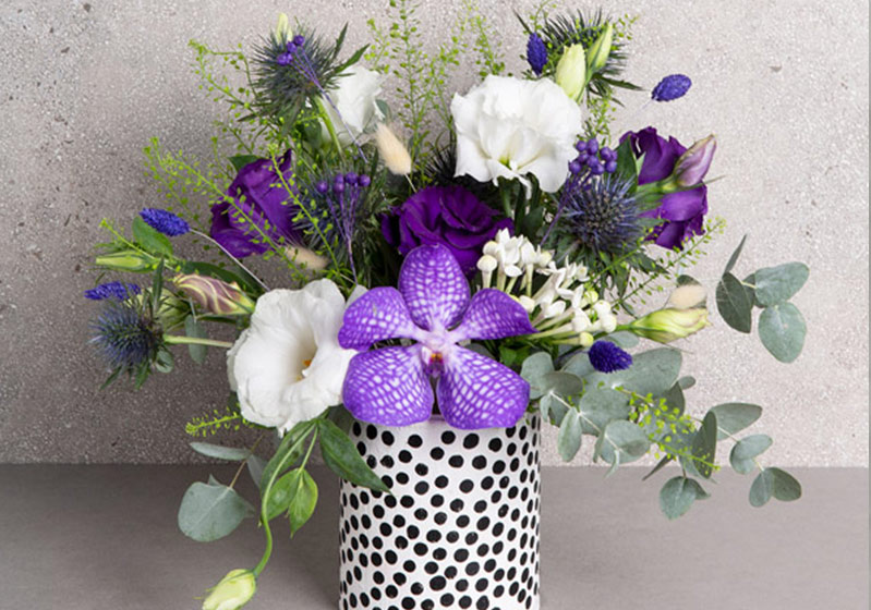 Ribbon New Product: Polka Dot Purple Arrangement